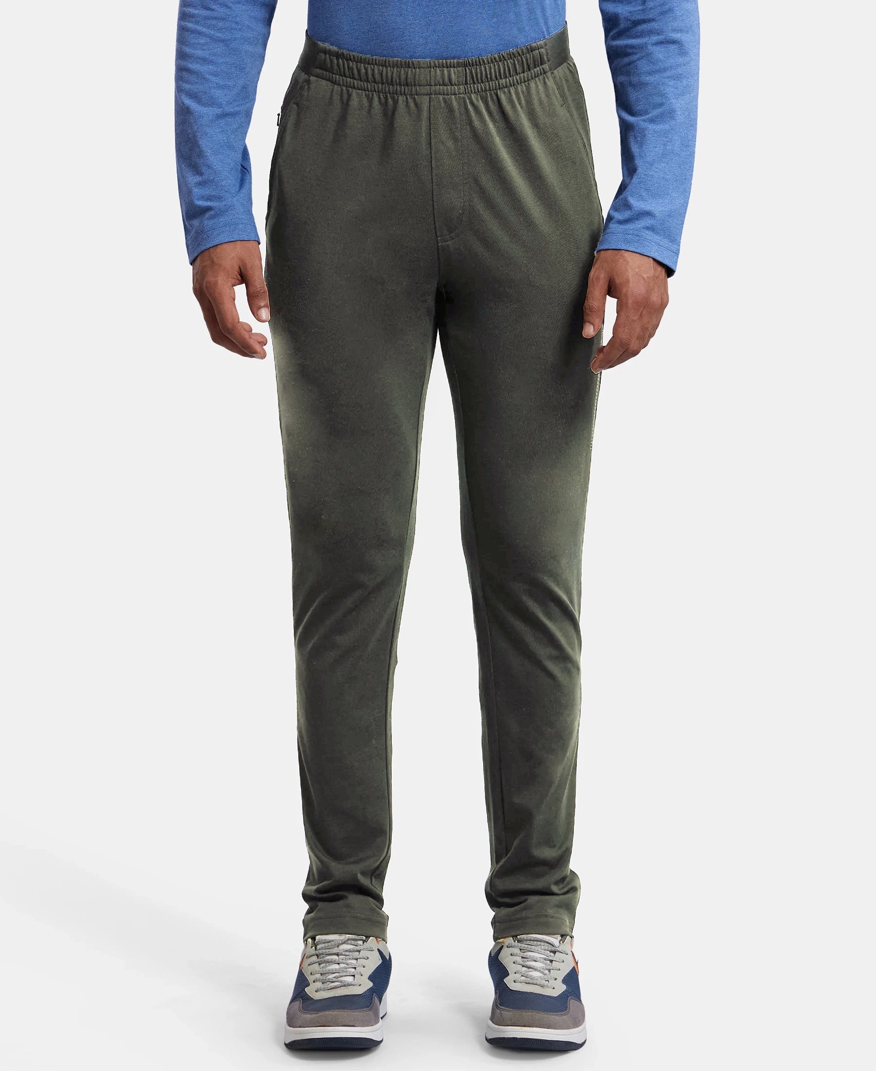 Buy Super Combed Cotton Rich Slim Fit Trackpants with Side and Zipper ...