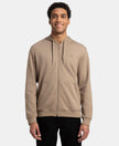 Super Combed Cotton Rich Pique Hoodie Jacket with Ribbed Cuffs - Desert Taupe