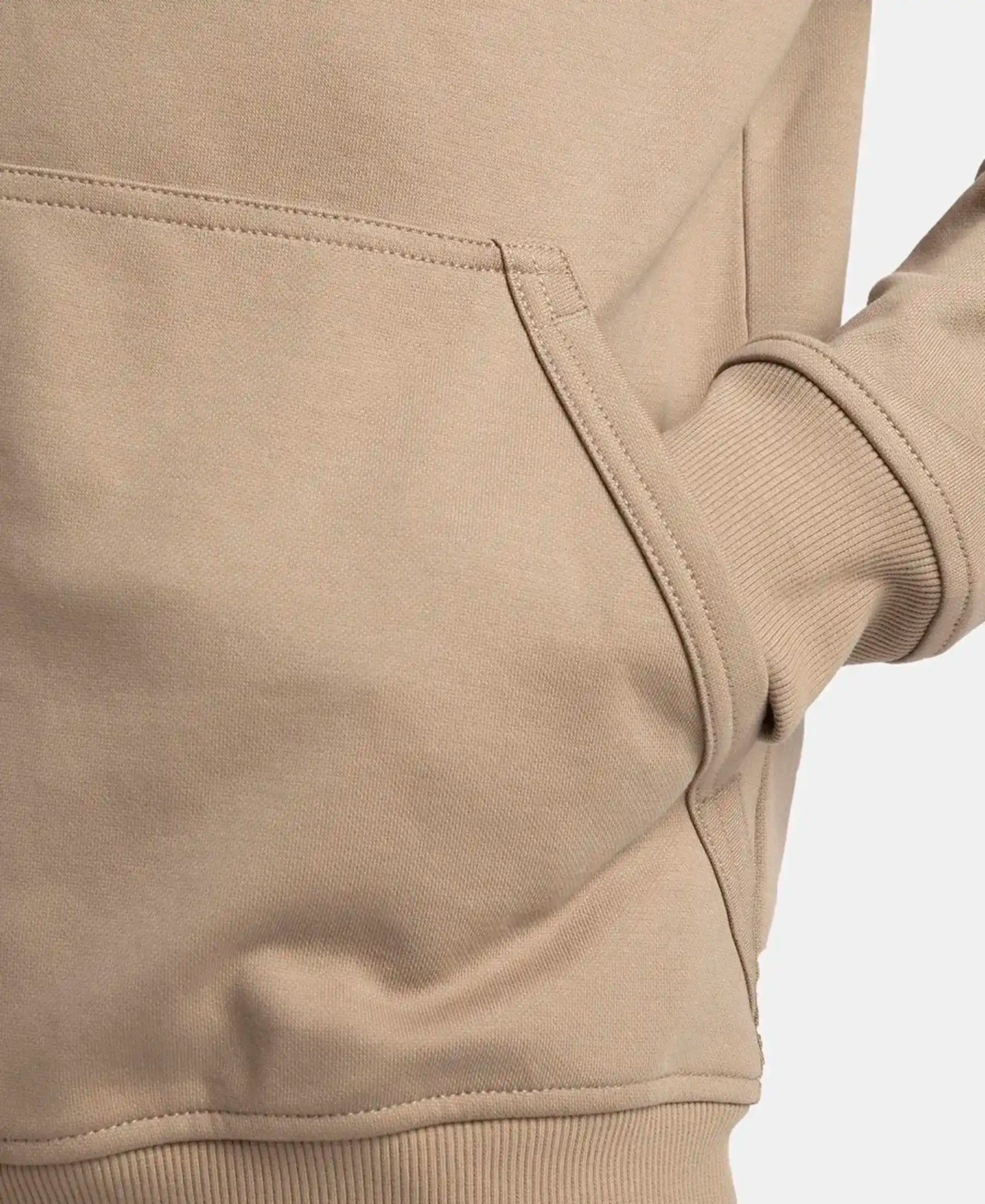 Super Combed Cotton Rich Pique Hoodie Jacket with Ribbed Cuffs - Desert Taupe