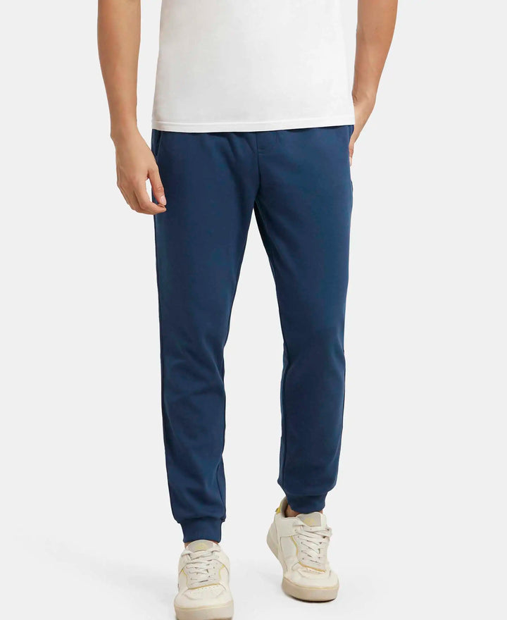 Super Combed Cotton Rich Slim Fit Jogger with Zipper Pockets - Insignia Blue & Navy-5