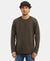 Super Combed Cotton Rich Solid Round Neck Full Sleeve T-Shirt - Black Olive-1