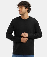 Super Combed Cotton Rich Solid Round Neck Full Sleeve T-Shirt - Black-5