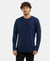 Super Combed Cotton Rich Solid Round Neck Full Sleeve T-Shirt - Navy-1