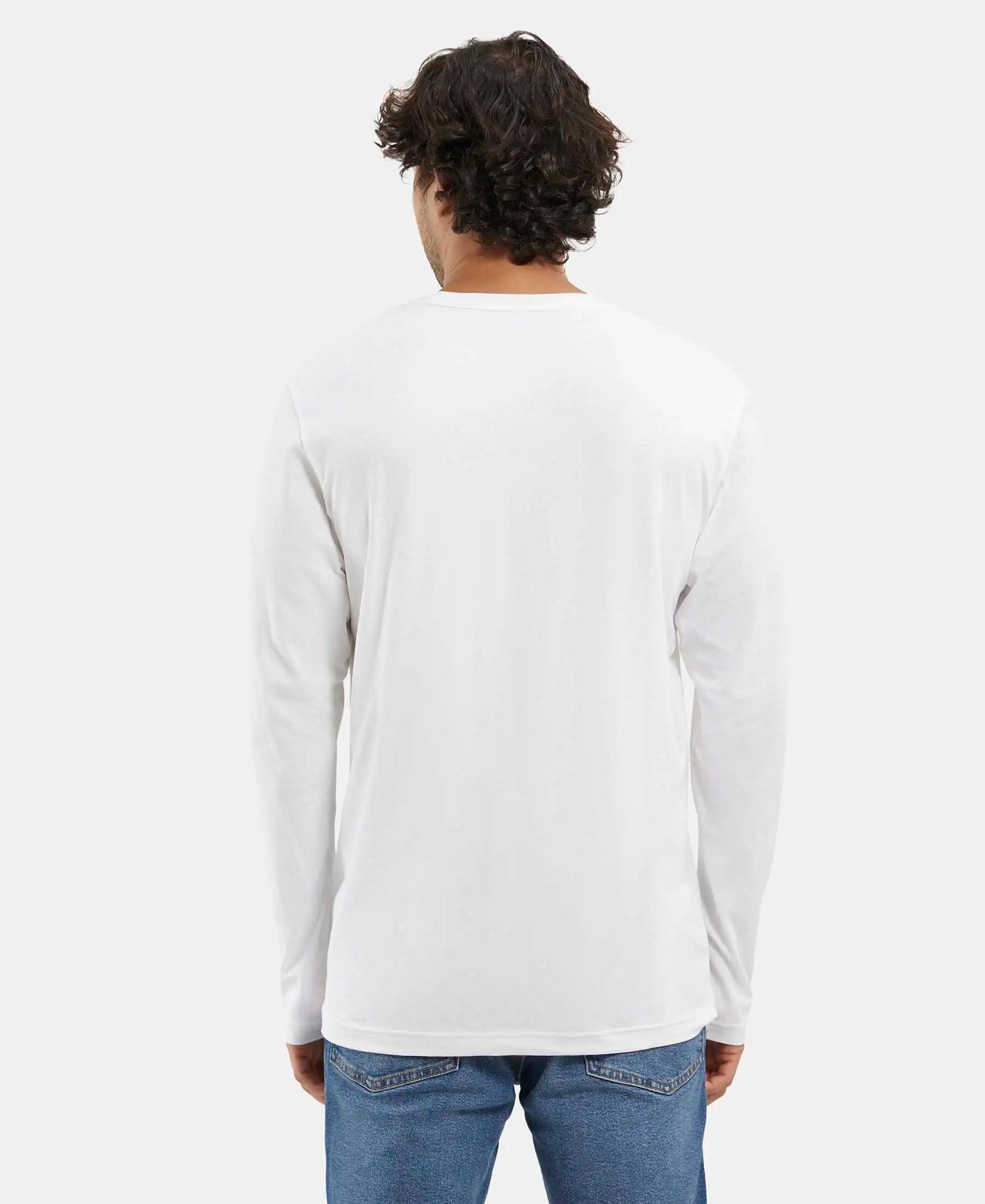 Super Combed Cotton Rich Solid Round Neck Full Sleeve T-Shirt - White-3