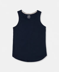 Super Combed Cotton Rich Solid Curved Hem Styled Tank Top - Navy Blazer