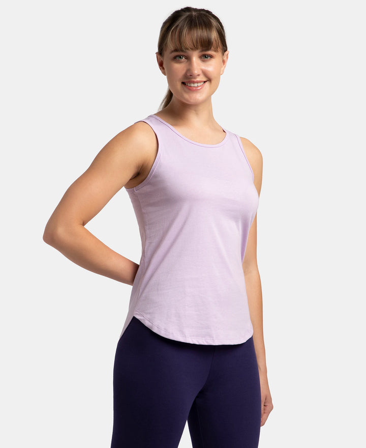 Super Combed Cotton Rich Solid Curved Hem Styled Tank Top - Orchid Bloom