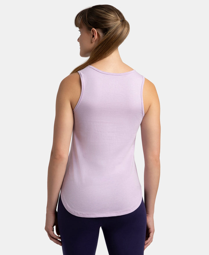 Super Combed Cotton Rich Solid Curved Hem Styled Tank Top - Orchid Bloom