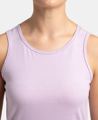 Super Combed Cotton Rich Solid Curved Hem Styled Tank Top - Orchid Bloom