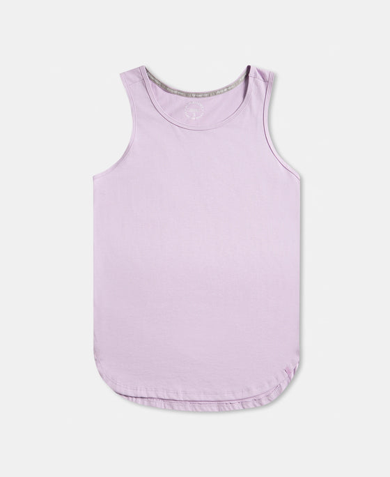 Super Combed Cotton Rich Solid Curved Hem Styled Tank Top - Orchid Bloom