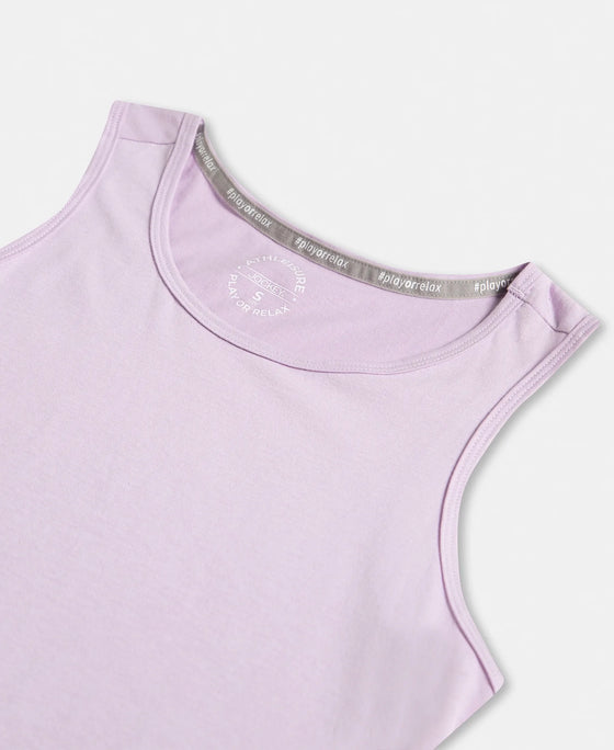 Super Combed Cotton Rich Solid Curved Hem Styled Tank Top - Orchid Bloom