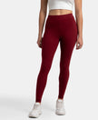 Super Combed Cotton Elastane Stretch Leggings with Ultrasoft Waistband - Cabernet