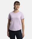 Super Combed Cotton Rich Relaxed Fit Solid Curved Hem Styled Half Sleeve T-Shirt - Orchid Bloom