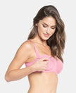 Wirefree Non Padded Super Combed Cotton Elastane Stretch Full Coverage Nursing Bra with Front Clasp Opening - Rose Wine