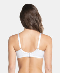 Wirefree Non Padded Super Combed Cotton Elastane Stretch Full Coverage Nursing Bra with Front Clasp Opening - White