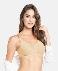 Wirefree Non Padded Super Combed Cotton Elastane Stretch Full Coverage Nursing Bra with Front Clasp Opening - Light Skin