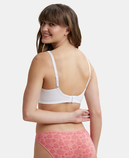 Wirefree Non Padded Super Combed Cotton Elastane Stretch Full Coverage Everyday Bra with Concealed Shaper Panel - White