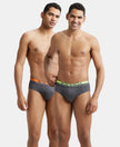 Super Combed Cotton Solid Brief with Ultrasoft Waistband - Asphalt (Pack of 2)