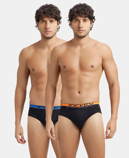 Super Combed Cotton Solid Brief with Ultrasoft Waistband - Black (Pack of 2)-0