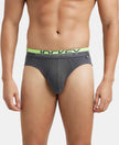 Super Combed Cotton Rib Solid Brief with Ultrasoft Waistband  - Asphalt-1