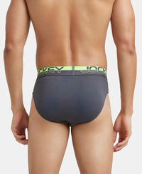 Super Combed Cotton Rib Solid Brief with Ultrasoft Waistband  - Asphalt-3