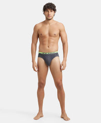 Super Combed Cotton Rib Solid Brief with Ultrasoft Waistband  - Asphalt-4