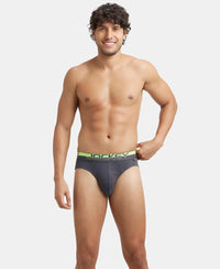 Super Combed Cotton Rib Solid Brief with Ultrasoft Waistband  - Asphalt-5