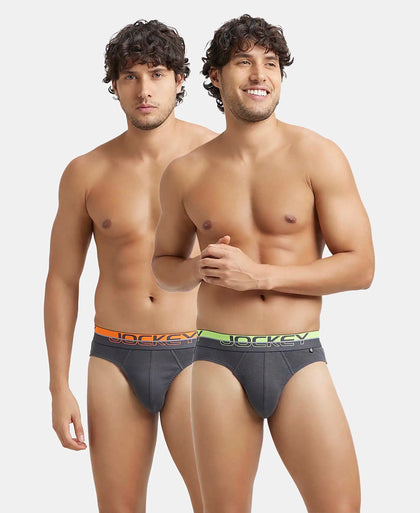 Super Combed Cotton Rib Solid Brief with Ultrasoft Waistband  - Asphalt (Pack of 2)-0