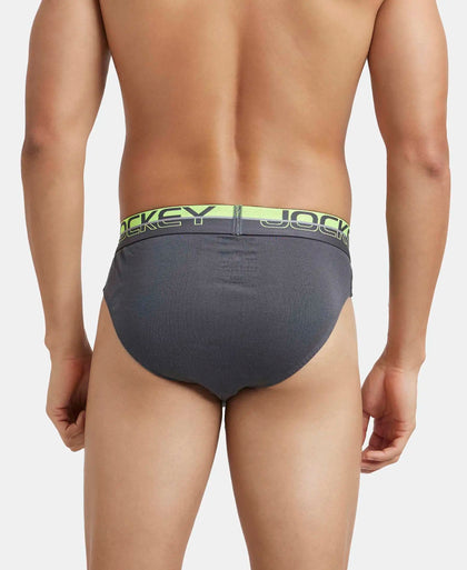 Super Combed Cotton Rib Solid Brief with Ultrasoft Waistband  - Asphalt (Pack of 2)-6