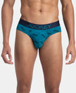 Super Combed Cotton Elastane Stretch Printed Brief with Ultrasoft Waistband - Ocean Depth