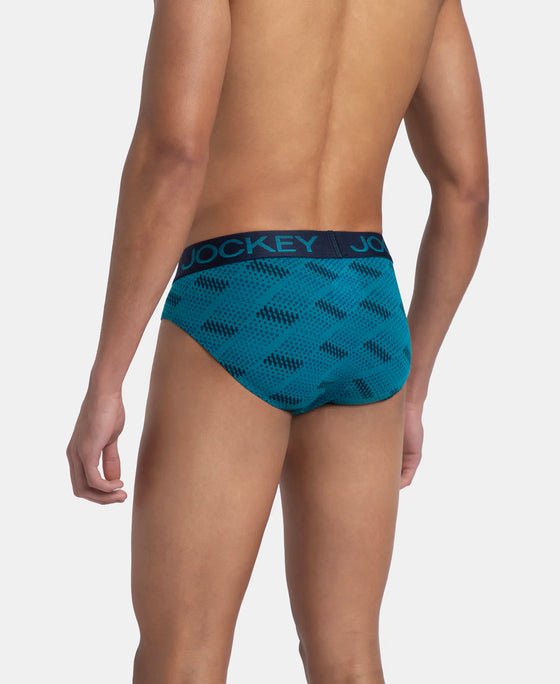 Super Combed Cotton Elastane Stretch Printed Brief with Ultrasoft Waistband - Ocean Depth