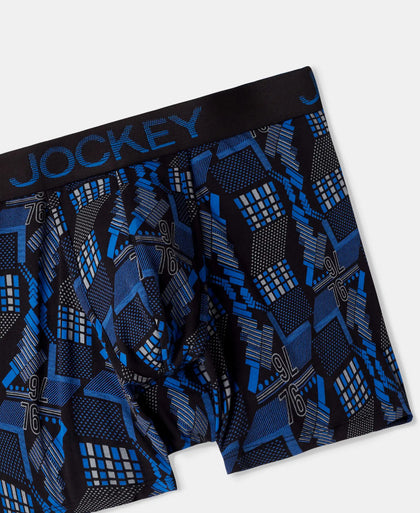 Super Combed Cotton Elastane Stretch Printed Trunk with Ultrasoft Waistband - Black & Blue