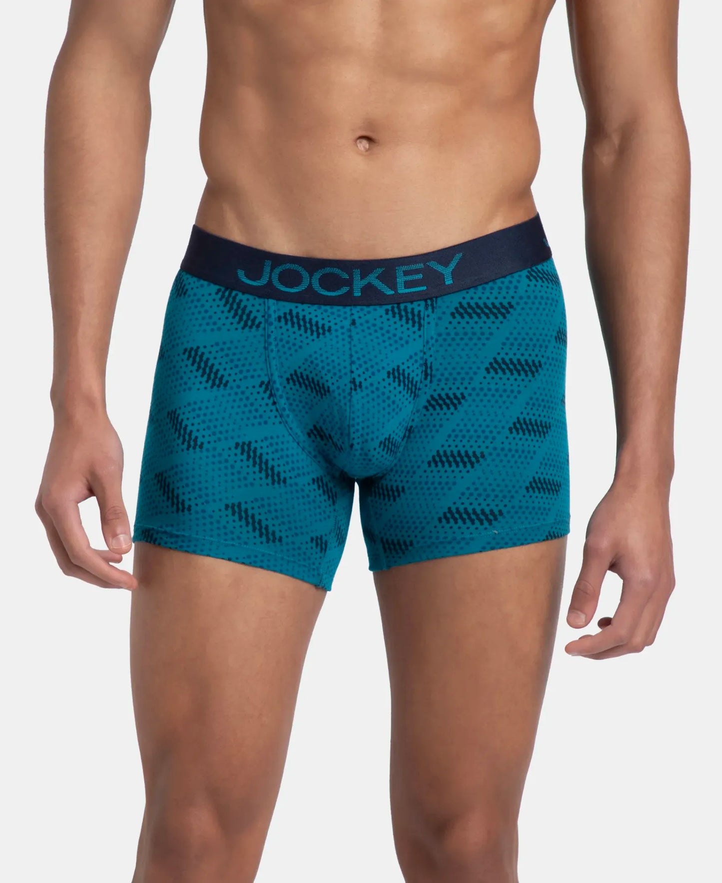 Super Combed Cotton Elastane Stretch Printed Trunk with Ultrasoft Waistband - Ocean Depth