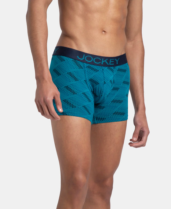 Super Combed Cotton Elastane Stretch Printed Trunk with Ultrasoft Waistband - Ocean Depth