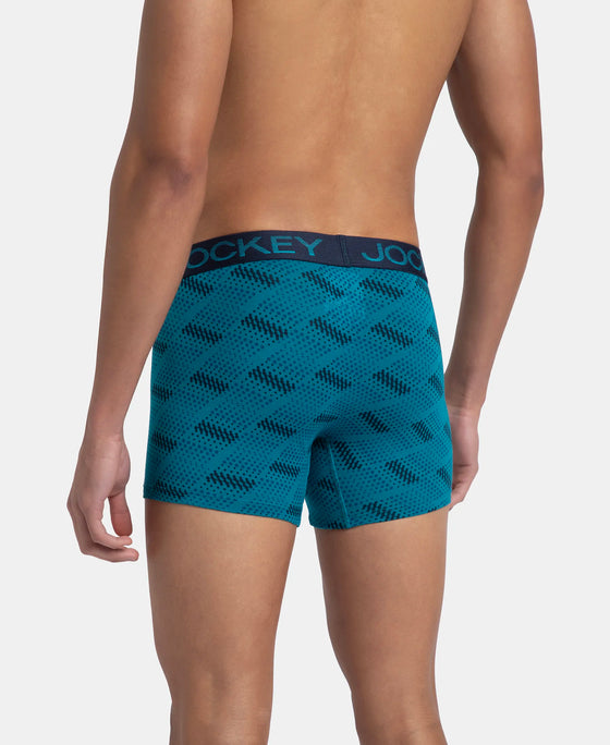 Super Combed Cotton Elastane Stretch Printed Trunk with Ultrasoft Waistband - Ocean Depth