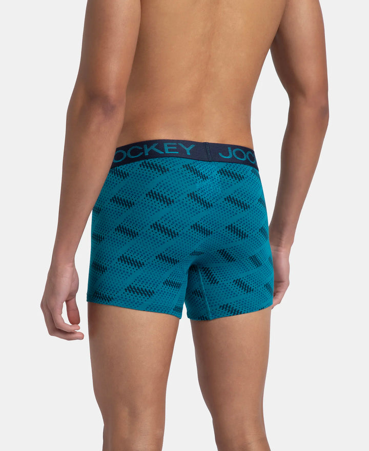 Super Combed Cotton Elastane Stretch Printed Trunk with Ultrasoft Waistband - Ocean Depth