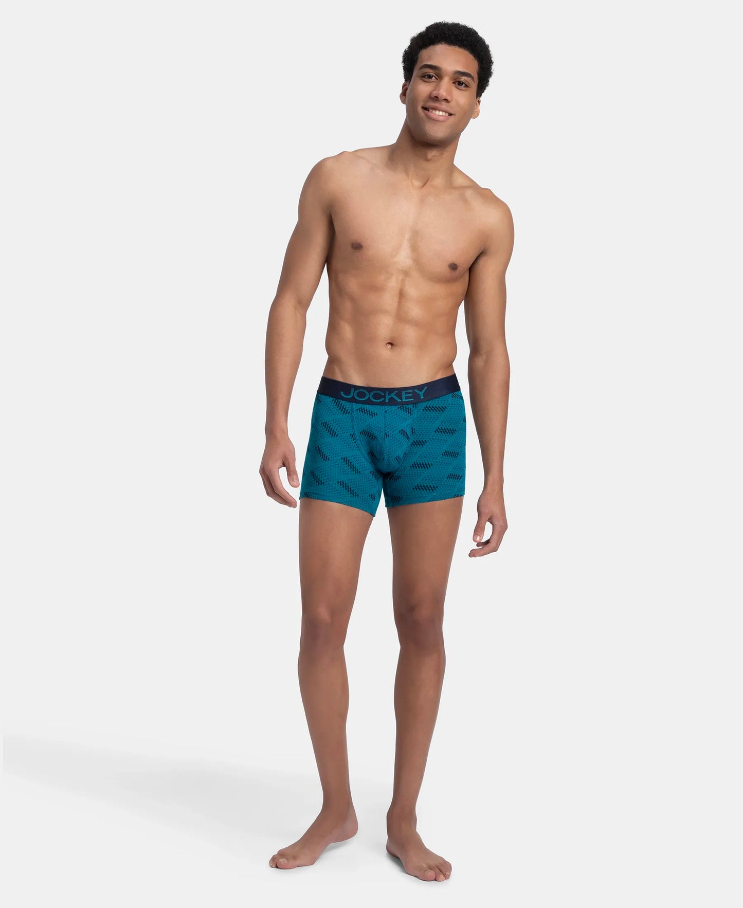 Super Combed Cotton Elastane Stretch Printed Trunk with Ultrasoft Waistband - Ocean Depth