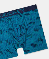 Super Combed Cotton Elastane Stretch Printed Trunk with Ultrasoft Waistband - Ocean Depth