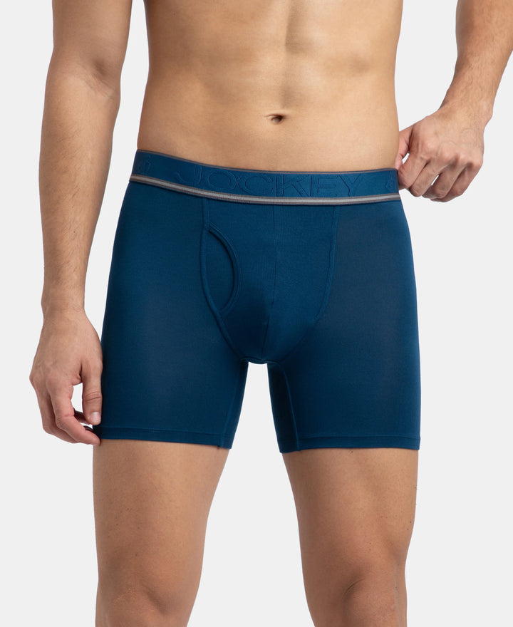 Tencel Micro Modal Elastane Stretch Solid Boxer Brief with Natural StayFresh Properties - Poseidon