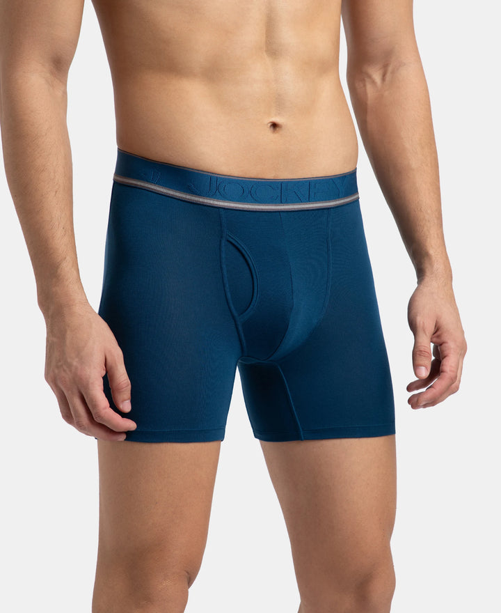 Tencel Micro Modal Elastane Stretch Solid Boxer Brief with Natural StayFresh Properties - Poseidon