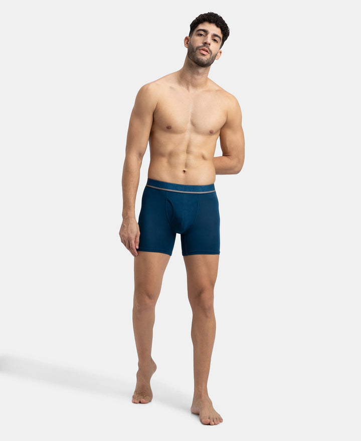 Tencel Micro Modal Elastane Stretch Solid Boxer Brief with Natural StayFresh Properties - Poseidon