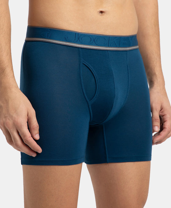 Tencel Micro Modal Elastane Stretch Solid Boxer Brief with Natural StayFresh Properties - Poseidon