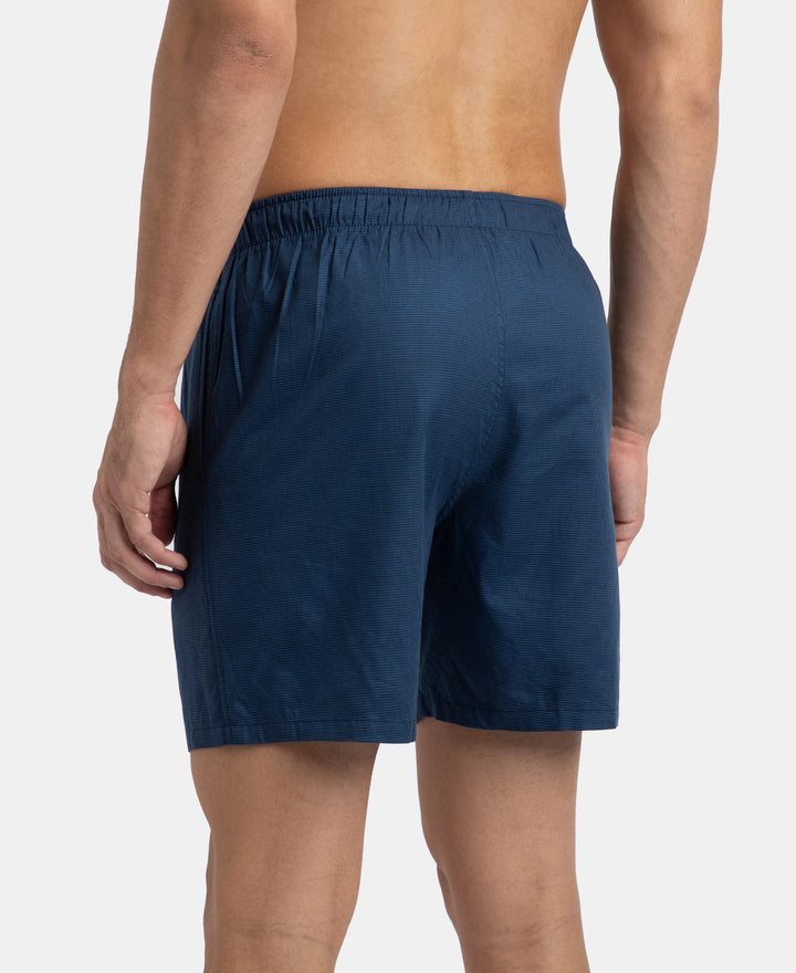 Tencel Lyocell Cotton Boxer Shorts with Side Pockets - Estate Blue