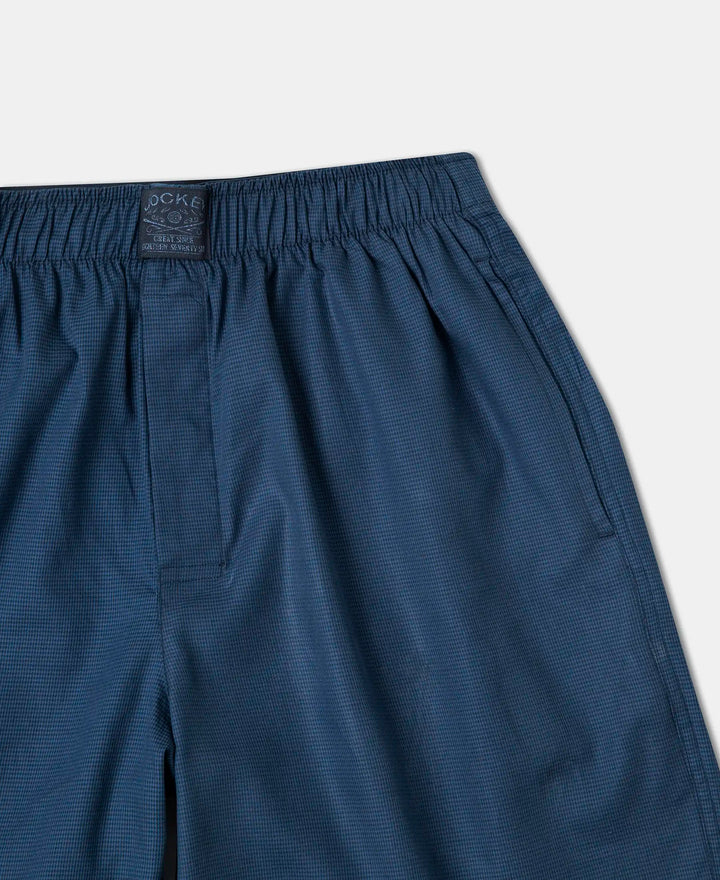 Tencel Lyocell Cotton Boxer Shorts with Side Pockets - Estate Blue