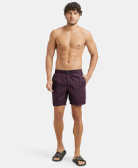 Tencel Lyocell Cotton Checkered Boxer Shorts with Side Pockets - Potent Purple-4