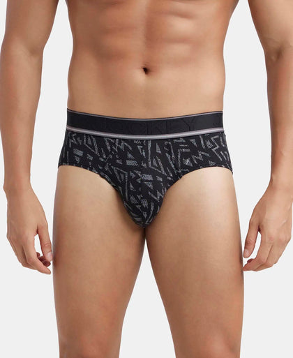 Tencel Micro Modal Elastane Stretch Printed Brief with Natural StayFresh Properties - Black-1