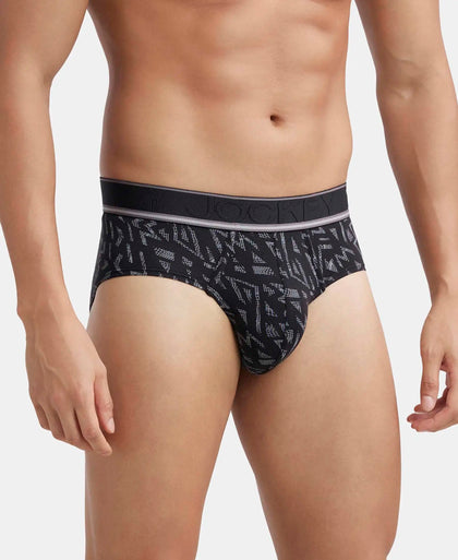 Tencel Micro Modal Elastane Stretch Printed Brief with Natural StayFresh Properties - Black-2