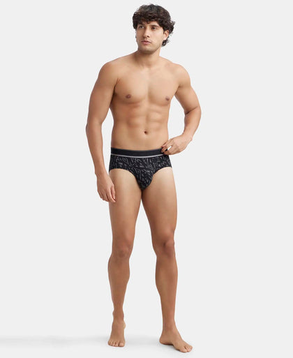 Tencel Micro Modal Elastane Stretch Printed Brief with Natural StayFresh Properties - Black-4