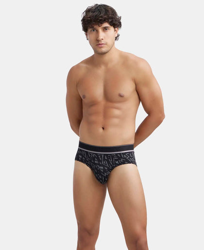 Tencel Micro Modal Elastane Stretch Printed Brief with Natural StayFresh Properties - Black-5