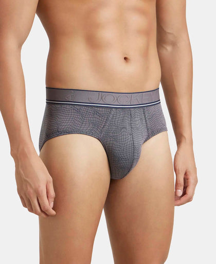 Tencel Micro Modal Elastane Stretch Printed Brief with Natural StayFresh Properties - Gun Metal-2