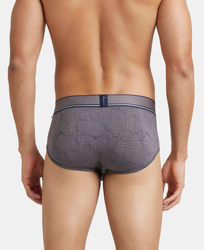 Tencel Micro Modal Elastane Stretch Printed Brief with Natural StayFresh Properties - Gun Metal-3